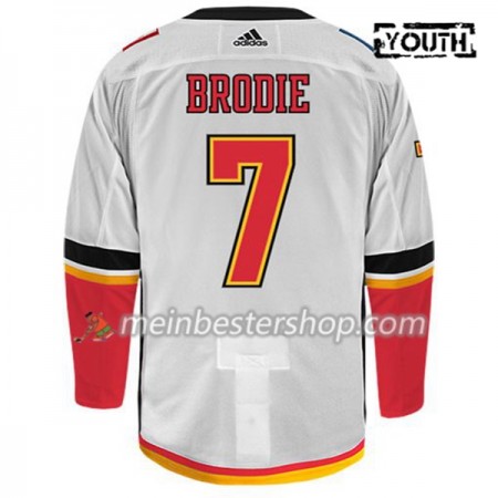 Calgary Flames TJ BRODIE 7 Adidas Weiß Trikot Authentic - Kinder